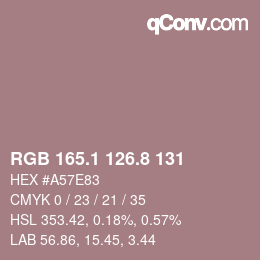 カラーコード: RGB 165.1 126.8 131 | qconv.com