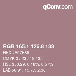 Color code: RGB 165.1 126.8 133 | qconv.com