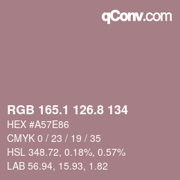 Color code: RGB 165.1 126.8 134 | qconv.com