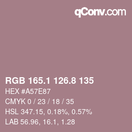 カラーコード: RGB 165.1 126.8 135 | qconv.com