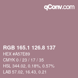 カラーコード: RGB 165.1 126.8 137 | qconv.com