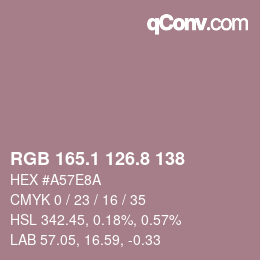 Color code: RGB 165.1 126.8 138 | qconv.com