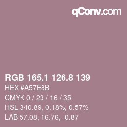 カラーコード: RGB 165.1 126.8 139 | qconv.com