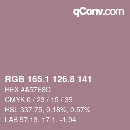 カラーコード: RGB 165.1 126.8 141 | qconv.com