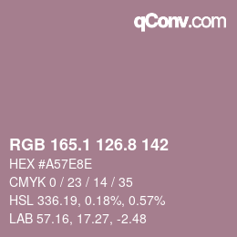 Color code: RGB 165.1 126.8 142 | qconv.com