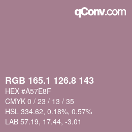 Color code: RGB 165.1 126.8 143 | qconv.com