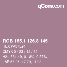 カラーコード: RGB 165.1 126.8 145 | qconv.com