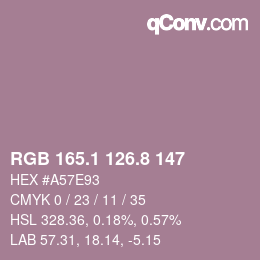 Color code: RGB 165.1 126.8 147 | qconv.com