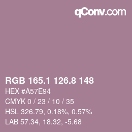 カラーコード: RGB 165.1 126.8 148 | qconv.com