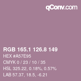 Color code: RGB 165.1 126.8 149 | qconv.com