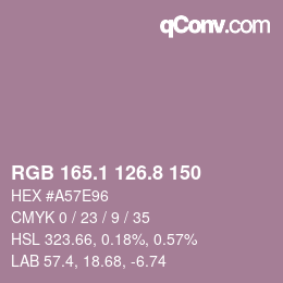 Color code: RGB 165.1 126.8 150 | qconv.com
