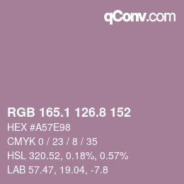 Color code: RGB 165.1 126.8 152 | qconv.com