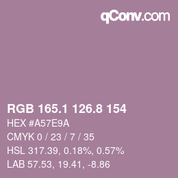 カラーコード: RGB 165.1 126.8 154 | qconv.com