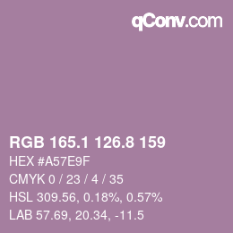 カラーコード: RGB 165.1 126.8 159 | qconv.com