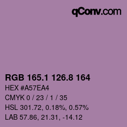 Color code: RGB 165.1 126.8 164 | qconv.com