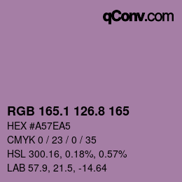 カラーコード: RGB 165.1 126.8 165 | qconv.com