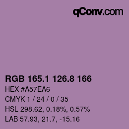 カラーコード: RGB 165.1 126.8 166 | qconv.com