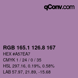 カラーコード: RGB 165.1 126.8 167 | qconv.com