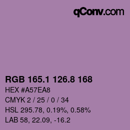 カラーコード: RGB 165.1 126.8 168 | qconv.com