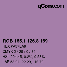 Color code: RGB 165.1 126.8 169 | qconv.com