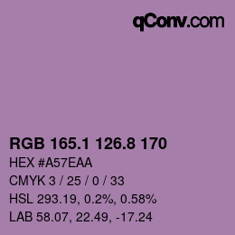 カラーコード: RGB 165.1 126.8 170 | qconv.com