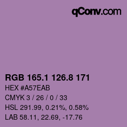 カラーコード: RGB 165.1 126.8 171 | qconv.com