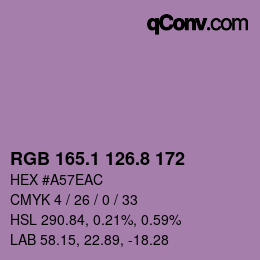 カラーコード: RGB 165.1 126.8 172 | qconv.com
