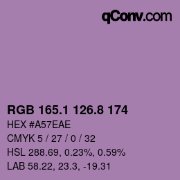Color code: RGB 165.1 126.8 174 | qconv.com