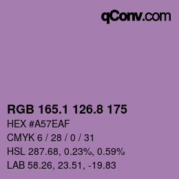 カラーコード: RGB 165.1 126.8 175 | qconv.com