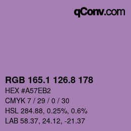 カラーコード: RGB 165.1 126.8 178 | qconv.com