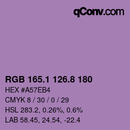 カラーコード: RGB 165.1 126.8 180 | qconv.com