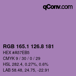 カラーコード: RGB 165.1 126.8 181 | qconv.com