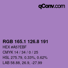 カラーコード: RGB 165.1 126.8 191 | qconv.com