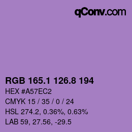 カラーコード: RGB 165.1 126.8 194 | qconv.com
