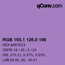 カラーコード: RGB 165.1 126.8 196 | qconv.com