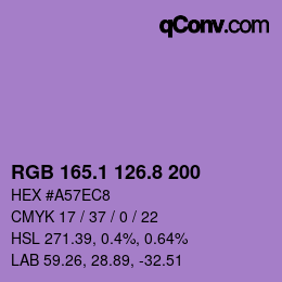 カラーコード: RGB 165.1 126.8 200 | qconv.com