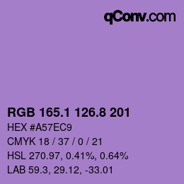カラーコード: RGB 165.1 126.8 201 | qconv.com
