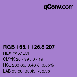 カラーコード: RGB 165.1 126.8 207 | qconv.com