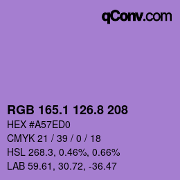 カラーコード: RGB 165.1 126.8 208 | qconv.com