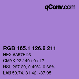 カラーコード: RGB 165.1 126.8 211 | qconv.com