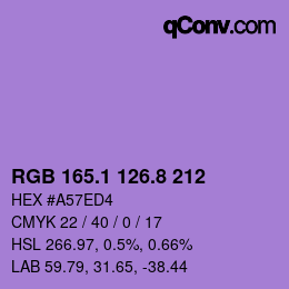 カラーコード: RGB 165.1 126.8 212 | qconv.com