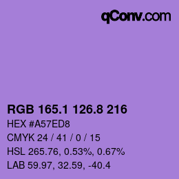 カラーコード: RGB 165.1 126.8 216 | qconv.com