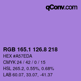 カラーコード: RGB 165.1 126.8 218 | qconv.com