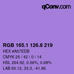 カラーコード: RGB 165.1 126.8 219 | qconv.com