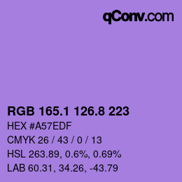 カラーコード: RGB 165.1 126.8 223 | qconv.com