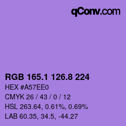 カラーコード: RGB 165.1 126.8 224 | qconv.com
