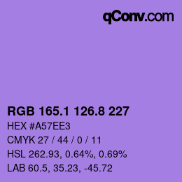 カラーコード: RGB 165.1 126.8 227 | qconv.com