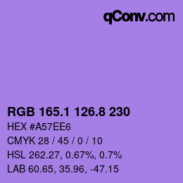 カラーコード: RGB 165.1 126.8 230 | qconv.com