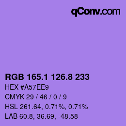 カラーコード: RGB 165.1 126.8 233 | qconv.com