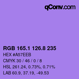 カラーコード: RGB 165.1 126.8 235 | qconv.com